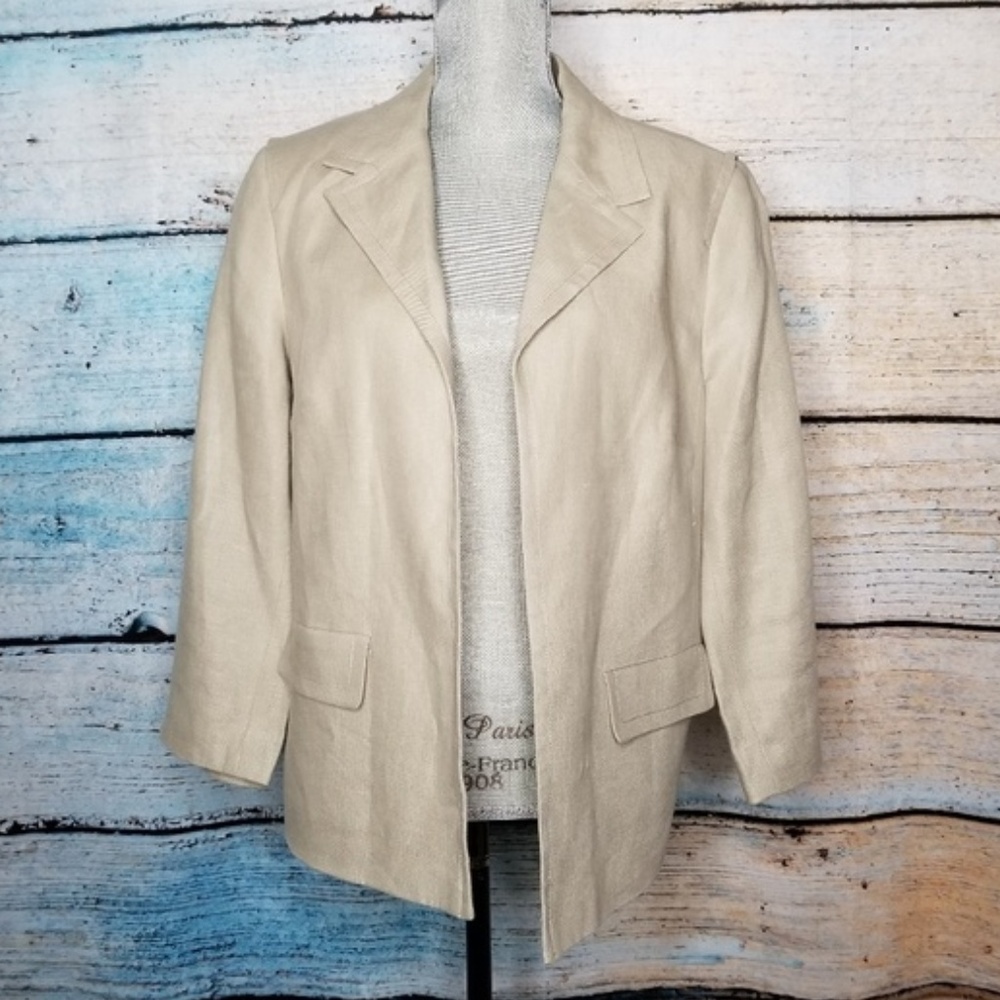Talbots Linen Open Front Blazer Size 16 - image 1